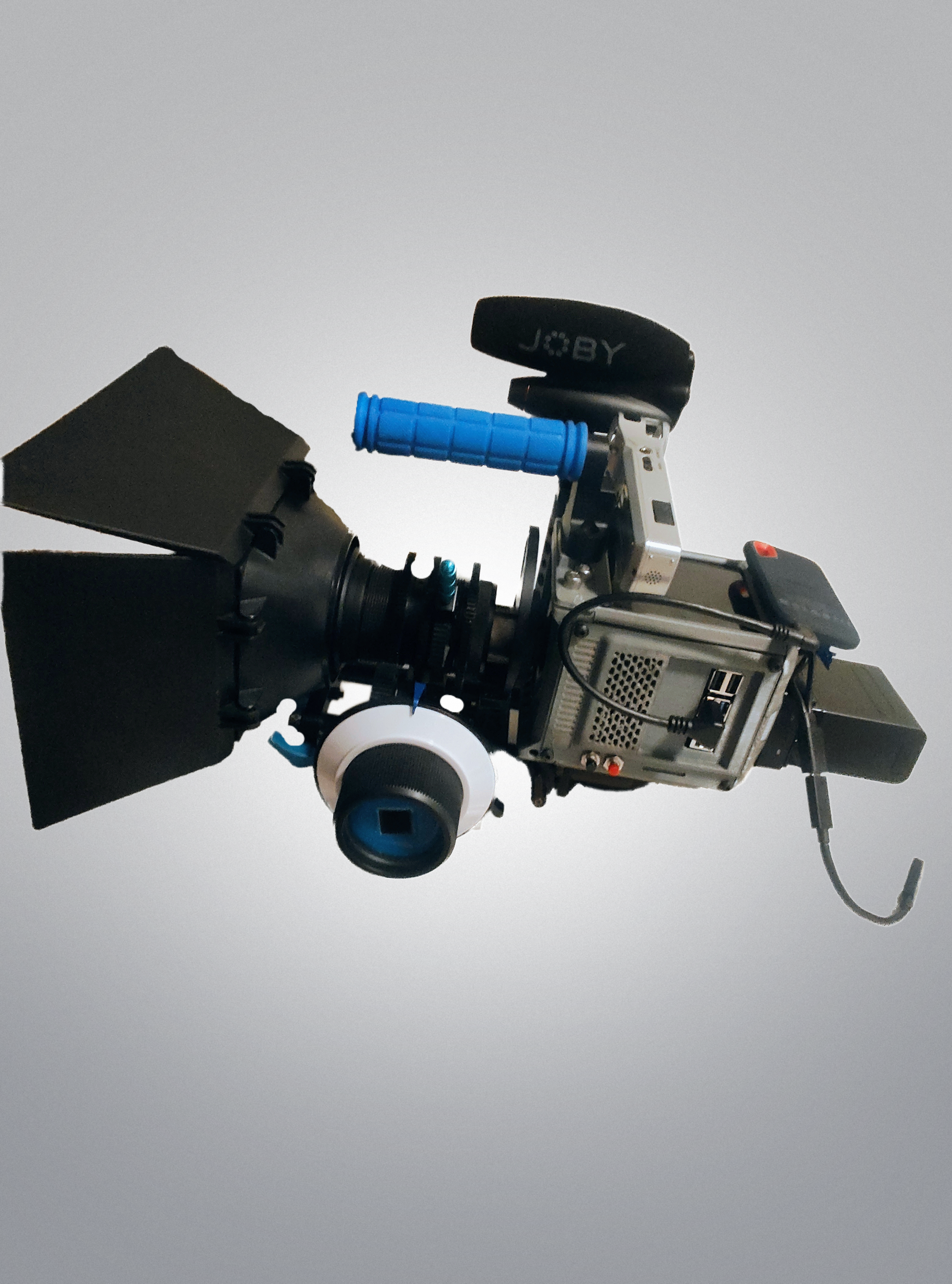 Updated Cine ROro ground setup side view with matte box and follow focus